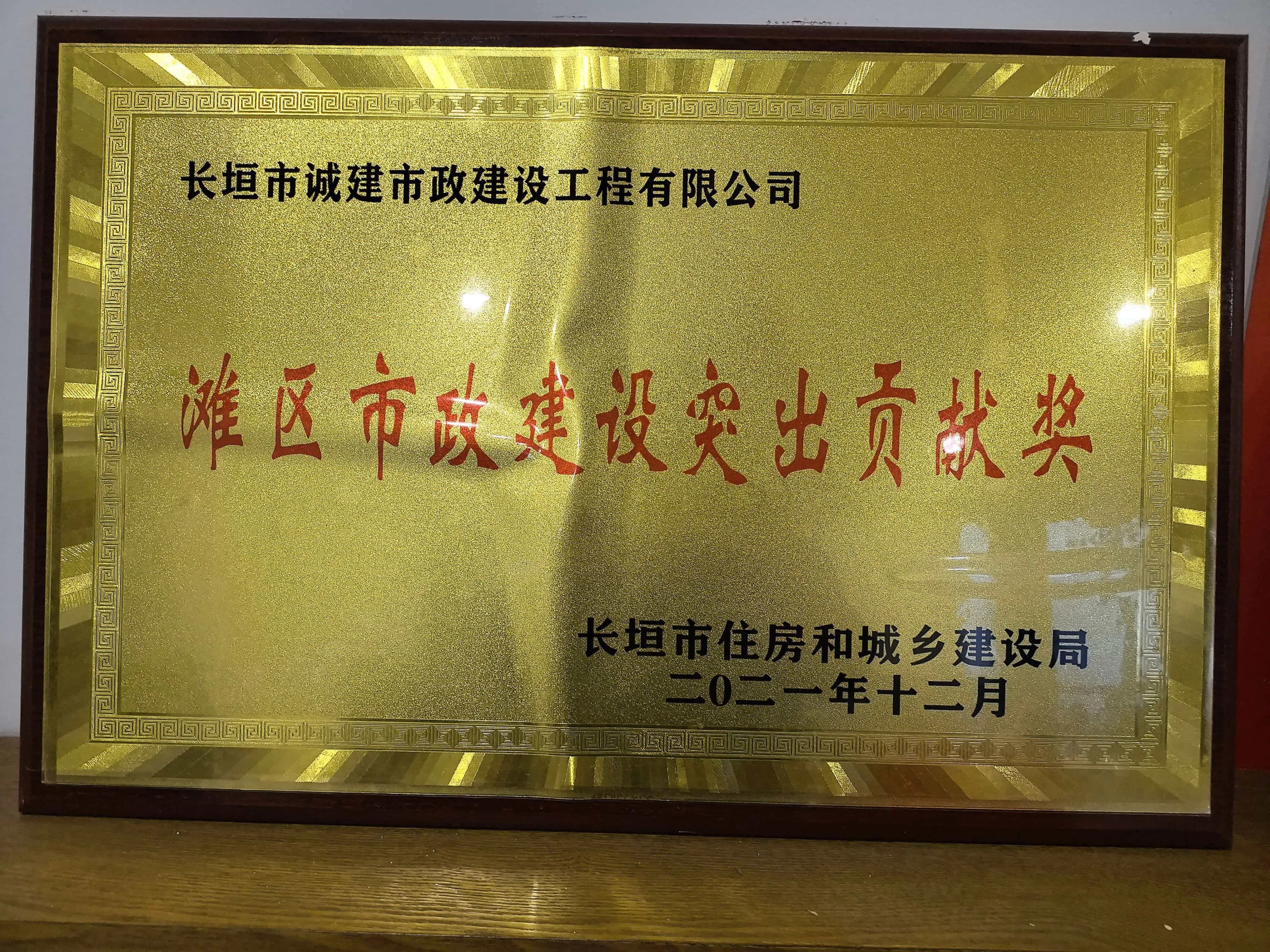 滩区市政建设突出贡献奖